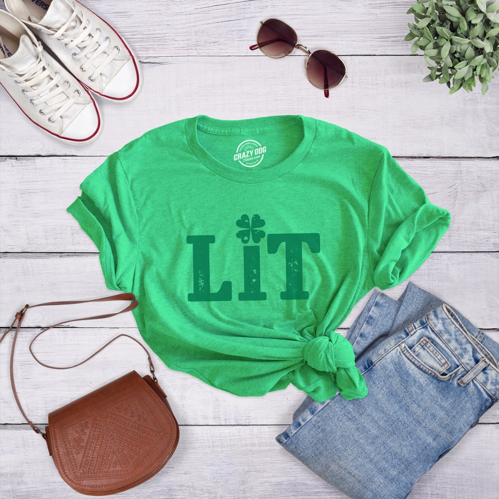 Lit Shirt Women, Funny St. Patrick Day Shirt, Party Shirts Women, Ireland Shirt, I Clover Shenanigans,Shamrock Shirts, Getting Lit, Lit Tees.jpg