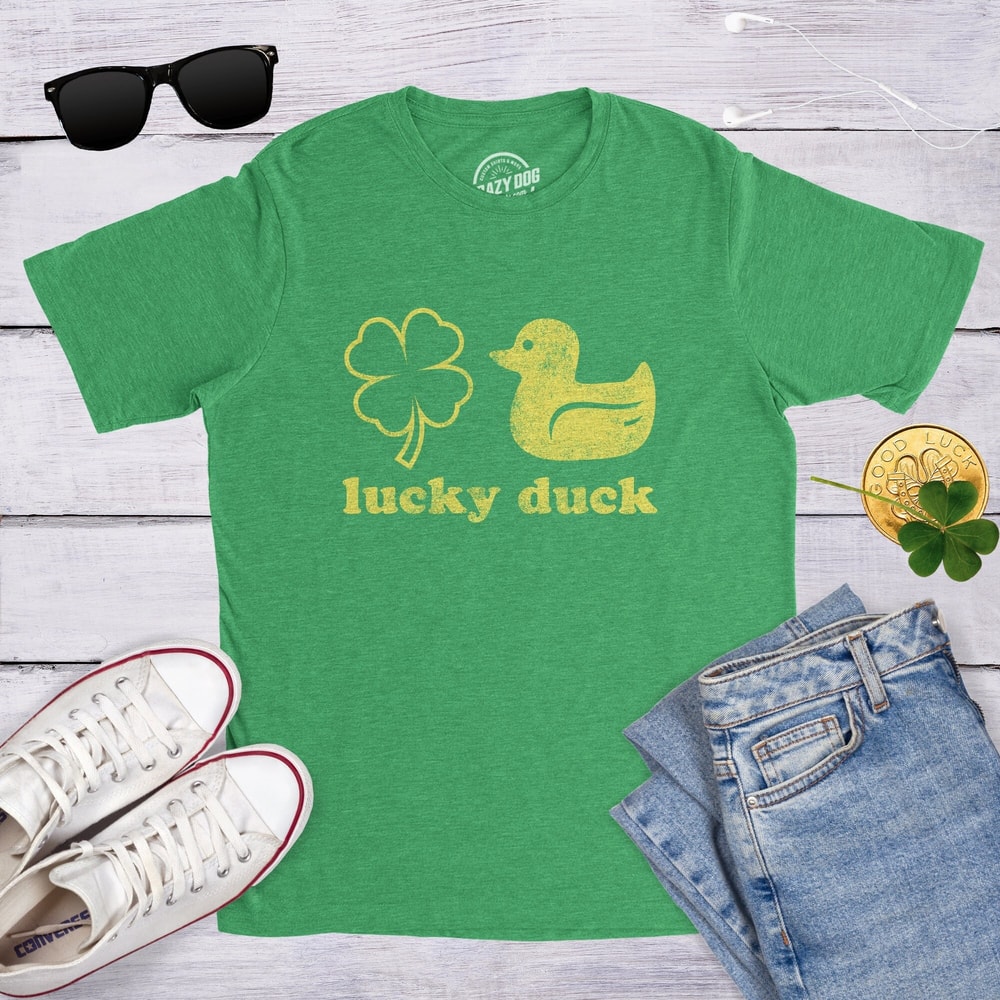 Lucky Duck, Offensive St. Patricks Day Shirts, Green Ireland Drinking T Shirt, Clover Shirt Irish, Offensive Shamrock Shirts.jpg