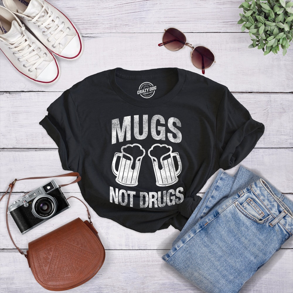 Mugs Not Drugs Shirt, Irish Drinking Party, Womens Ireland T Shirt, Saint Patricks Day Shirts, Funny St Patricks Day Shirt, Mugs of Beer.jpg