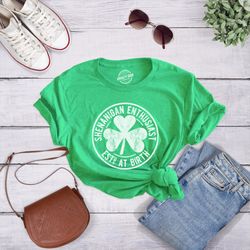 shenanigans enthusiast circle, st patrick day shirt, luck of the irish green clover shirt woman, ireland tee woman, funn