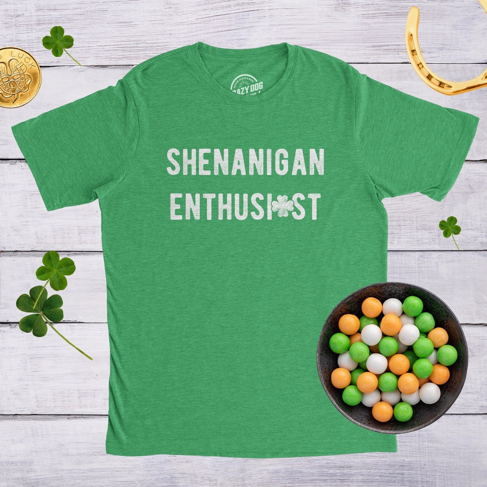SHENANIGANS Enthusiast CLOVER, Saint Patricks Day Shirt, Shenanigans Shirt, Lucky Green shirt,Shamrock Shirt Mens,Clover Shirt, Funny Shirts.jpg