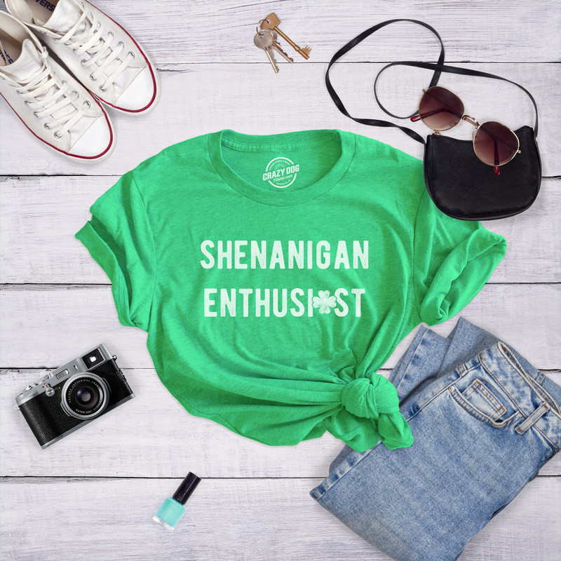 SHENANIGANS Enthusiast Clover, St Patrick Day Shirt, Luck Of The Irish Green Clover Shirt Woman, Ireland Tee Woman, Funny Shirts Women.jpg