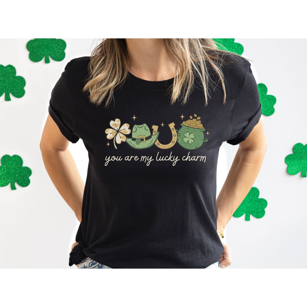 Cute St Patricks Day Shirt for Couple, Western Saint Pattys Day Shirt 2023, Lucky Charm Shirt Women, Gift for Girlfriend, Best Friend Shirts.jpg