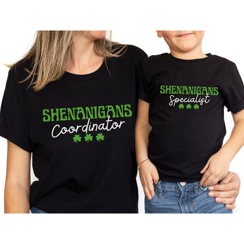 Funny St Patrick's Day Family Shirt, Mom and Mini Outfit St Pattys Day, Shenanigans Coordinator Funny Mom Shirt, St Patricks Day Teacher Tee.jpg