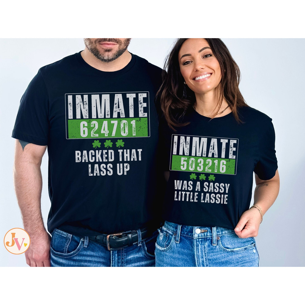 Funny St Patricks Day Couple Shirts, Matching St Pattys Day Sweaters 2024, Shenanigans Coordinator Shirt, Saint Patricks Day Inmate Costumes.jpg