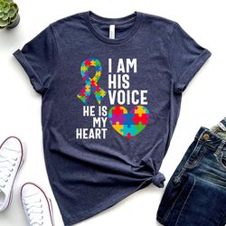 im his voice he is my heart shirt, autism awareness tee, autism support shirt, autism mom shirt, autism acceptance shirt