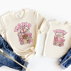 mama and mimi valentines shirt, mamas valentine shirt, groovy mother and daughter valentines tee,  retro matching mom an