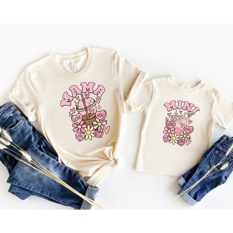 Mama and Mimi Valentines Shirt, Mama's Valentine Shirt, Groovy Mother and Daughter Valentines Tee, Retro Matching Mom and Son Heart Shirts.jpg