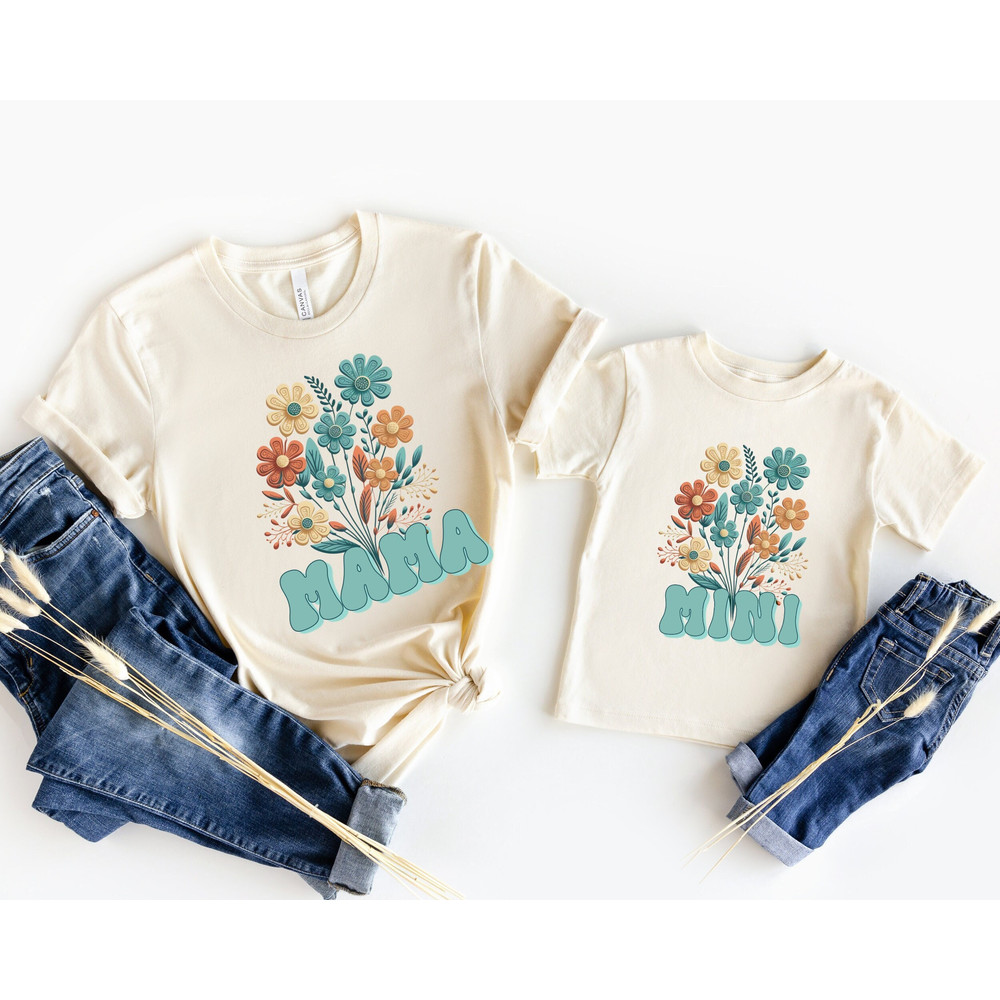 Mama and Mini Shirt, Mama's Valentine Shirt, Groovy Mother and Daughter Valentines Tee, Retro Matching Mom and Son Heart Shirts.jpg