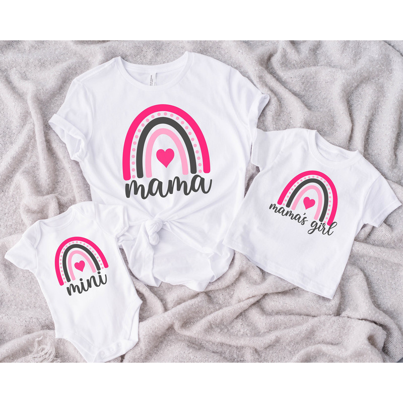 Mama Mama's Girl Mini Matching Shirts, Mama Mini Mamas girl Rainbow Shirt, Mommy and me matching shirt, Comfort Colors Mama Mothers day gift.jpg