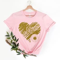 mom love heart shirt, glitter appearance heart mom gift for wife, mama shirt, first mothers day, gifts for women mother