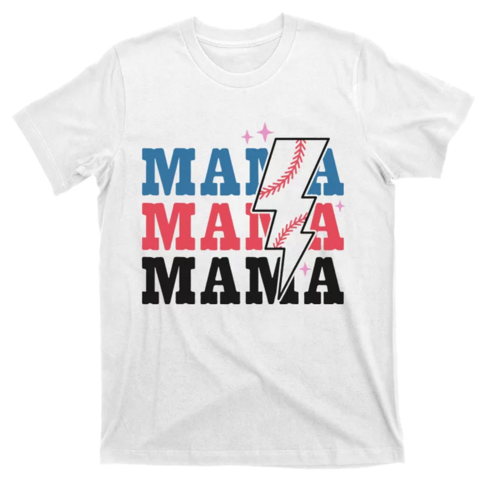 TeeShirtPalace Retro Baseball Mama Lightning Softball Mom Mothers Day T-Shirt.jpg