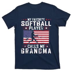 wo my favorite softball player calls me grandma mother day t-shirt