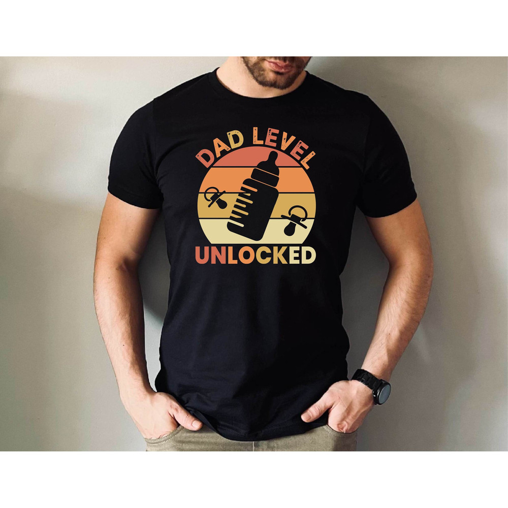 Dad Level Unlocked Tshirt, Dad Level Tee, Unlocked First Dad Shirt, Funny New Dad T-Shirt, New Super Dad Announcement Shirt.jpg