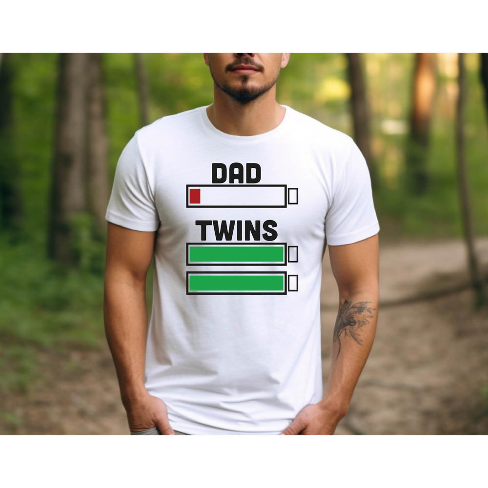 Dad of Twins Battery Shirt, Funny Twins Daddy Tshirt, Twin Dad Father's Day Gift Tshirt, Dad Tshirt.jpg