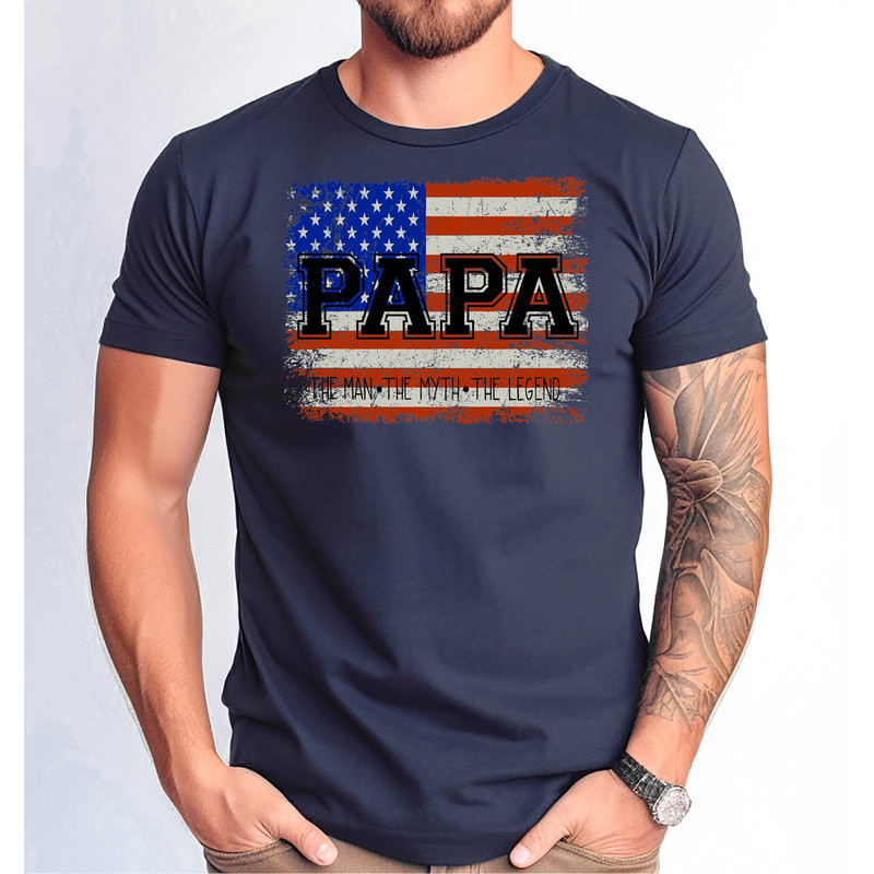 USA Flag Papa Shirt, The Man the Myht the Legend Papa Tshirt, Father's Day Gift T-Shirt, America Flag Papa Tee, Distressed Desing Tee.jpg