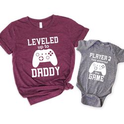 leveled up shirt,dad and son matching shirts shirt,new dad shirt,dad shirt,daddy shirt,fathers day shirt,gift for dad