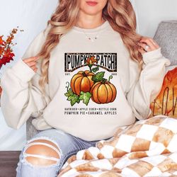 pumpkin patch, est 1932 pumpkin sweatshirt, retro pumpkin patch shirt, fall sweater, hayrider apple cider kettle corn, p