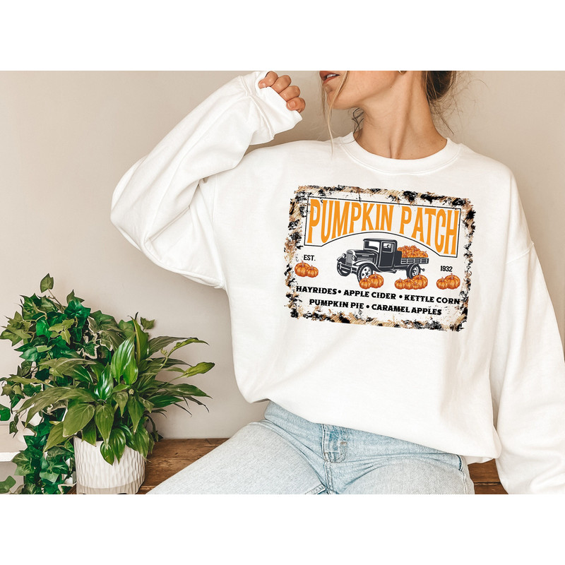 Farm Fresh Pumpkins Truck Sweater, Pumpkin Pullover Sweatshirt, Vintage Pumpkin Patch Sweater, Halloween Sweater, Pumpkin Patch Truck.jpg