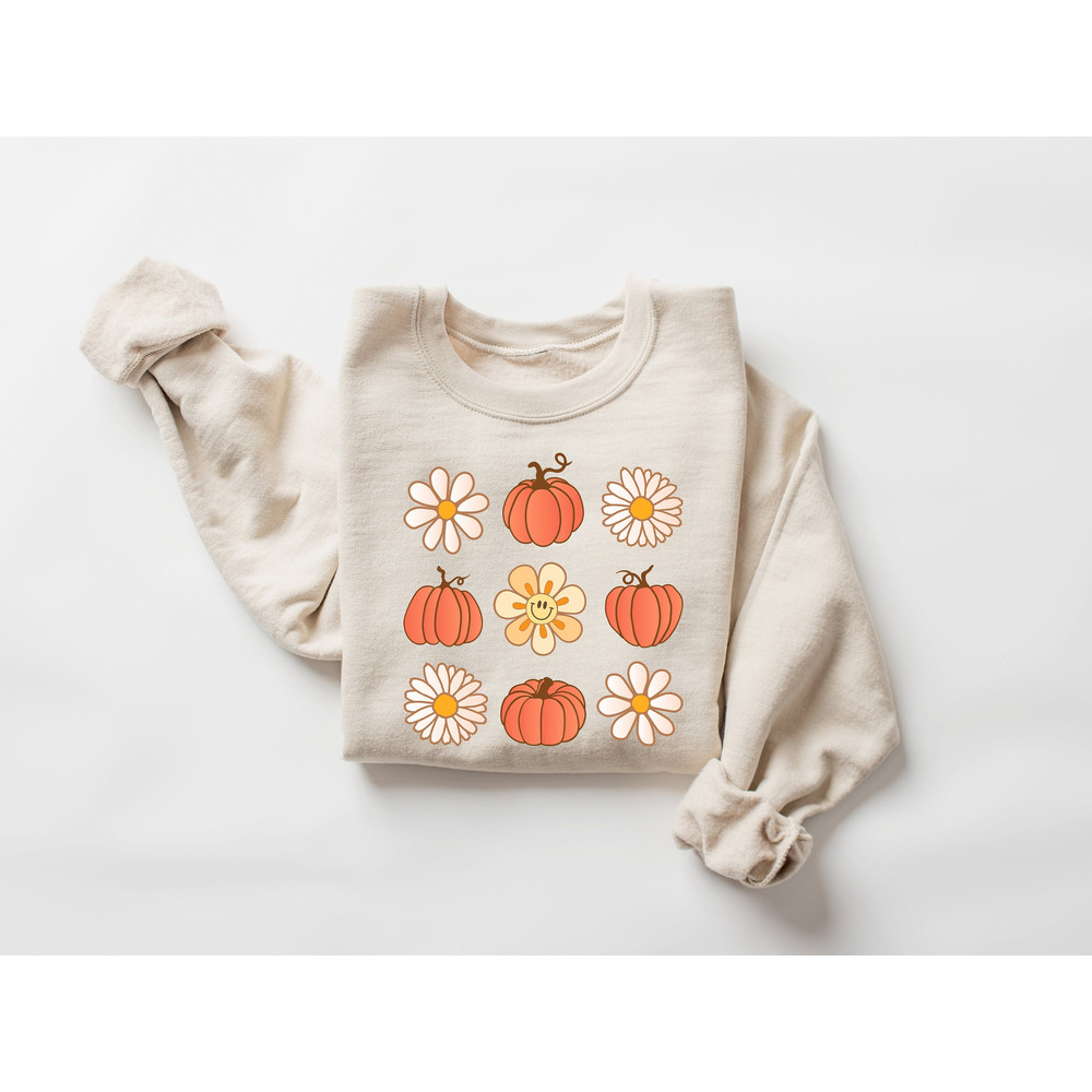 Flowers and Pumpkins Sweatshirt, Pumpkin Fall Tee, Cozy Fall Sweatshirt, Family Thanksgiving Shirt, Fall Lover Tshirt, Cute Pumpkin Tshirt.jpg