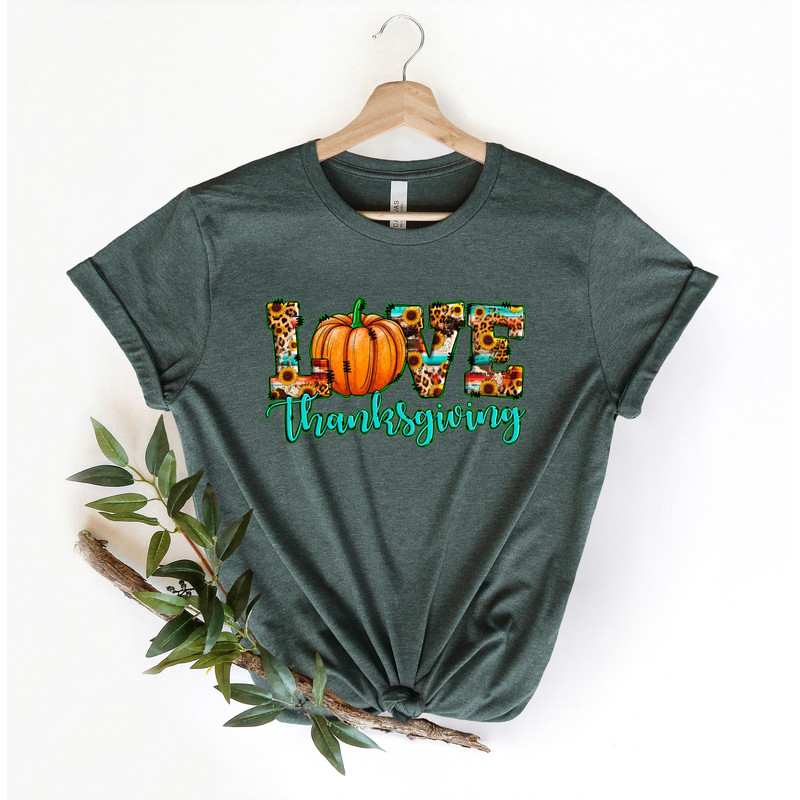 Love Thanksgiving Shirt, Leopard Print Fall Shirt, Thanksgiving.Hello Pumpkin, Peace Love Thanksgiving, Family Thanksgiving Shirt.jpg