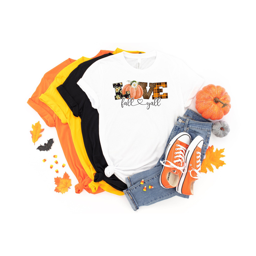 Love Fall Y'All Shirt, Leopard Print Fall Shirt, Thanksgiving,Hello Pumpkin, Fall Vibes, Peace Love Thanksgiving, Family Thanksgiving Shirt.jpg