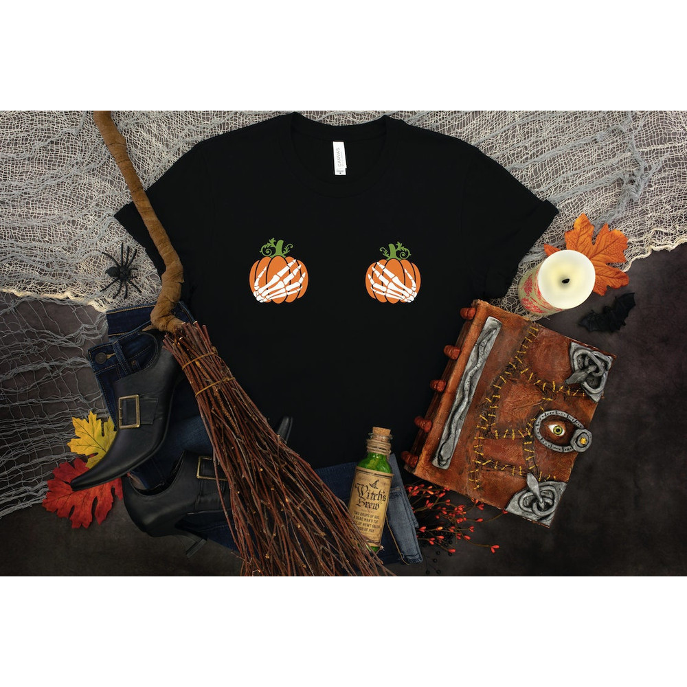 Skeleton Hand T-Shirt, Halloween Tshirt, Hand Bra Shirt, Halloween Skeleton Shirt, Skeleton Boobs Tee, Horror Tshirt, Fall Tee, Fall Shirt.jpg