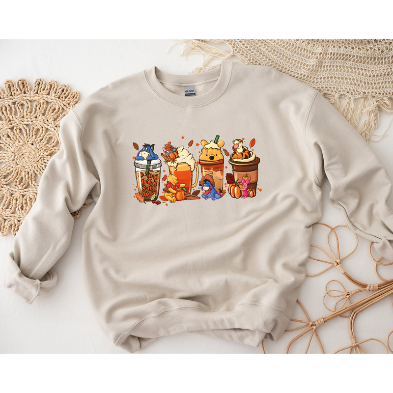 Winnie The Pooh Coffee Latte Shirt Sweatshirt , Vintage Fall Season Sweatshirt , Halloween Costume, Cute Halloween Pumpkin Sweatshirt, gift.jpg