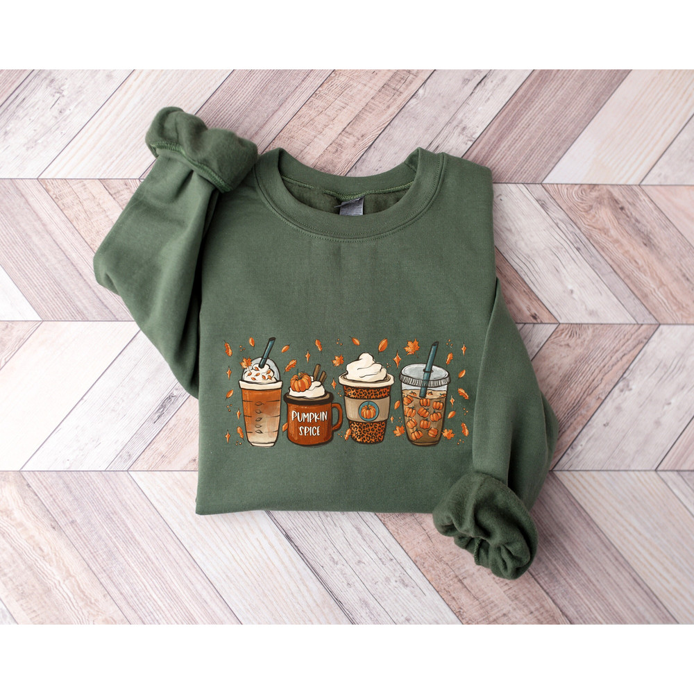 Pumpkin Spice Latte Sweatshirt, Fall Coffee Sweatshirt, Pumpkin Spice Shirt, Fall Crewneck Sweater, Gift For Coffee Lover, Fall Autumn Shirt.jpg