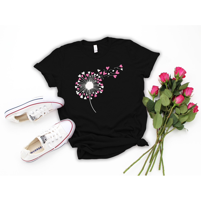 Dandelion Heart Shirt, Valentine Tee,Wildflower Shirt,Dandelion Shirt Valentines Day,Valentine Flower Shirt,Lovers Shirt,Gift for Valentines.jpg