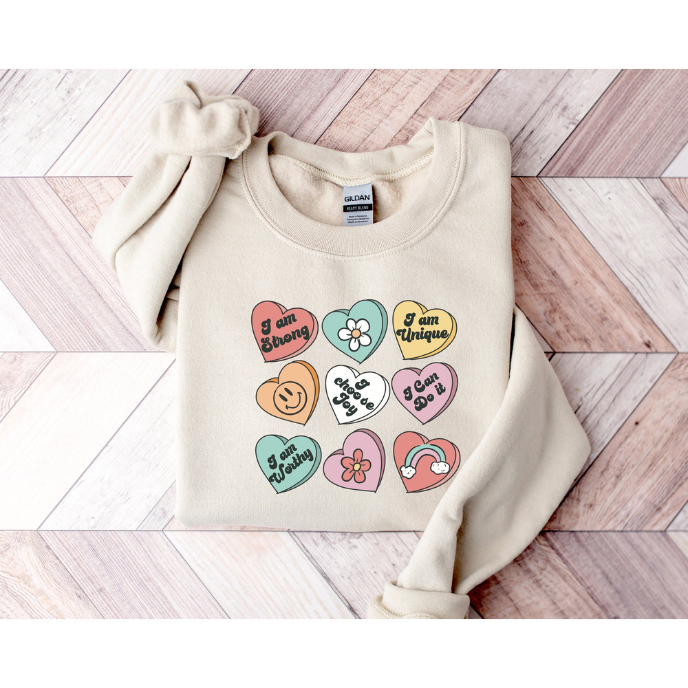 Positive Affirmations Sweatshirt, Teacher Valentine Sweatshirt, Women's Valentines Day Sweatshirt, Retro Heart Sweatshirt.jpg