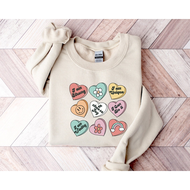Positive Affirmations Sweatshirt, Teacher Valentine Sweatshirt, Women's Valentines Day Sweatshirt, Retro Heart Sweatshirt.jpg