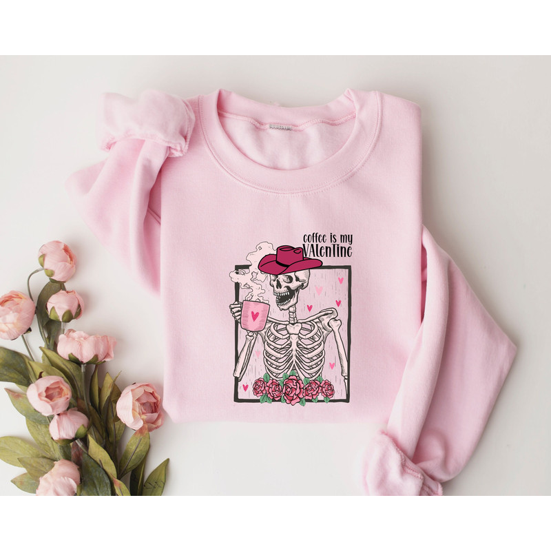 Retro Valentine's Day Sweatshirt and Hoodie, Retro Valentine's Skeleton t-shirt, Retro Valentines Shirt, Coffee Lovers Shirt, Couple Shirt.jpg