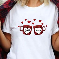 buffalo plaid heart cup custom valentines name shirt, personalized couple name shirt, custom valentines day shirt, love