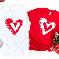 couple matching heart shirt, color matching heart shirt, heart brush tshirt, heart tee, valentines shirt, gift for valen