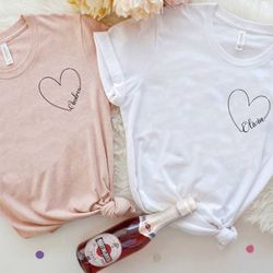 custom name couple shirt, name on heart couple shirt, valentines shirt, gift for couple shirt, valentines name on heart
