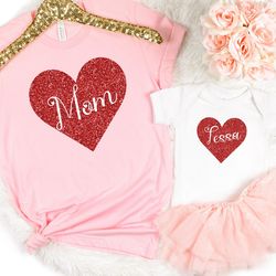 custom name kids valentine outfit, personalized valentines tee with heart, girls valentines day shirt ,name valentines g