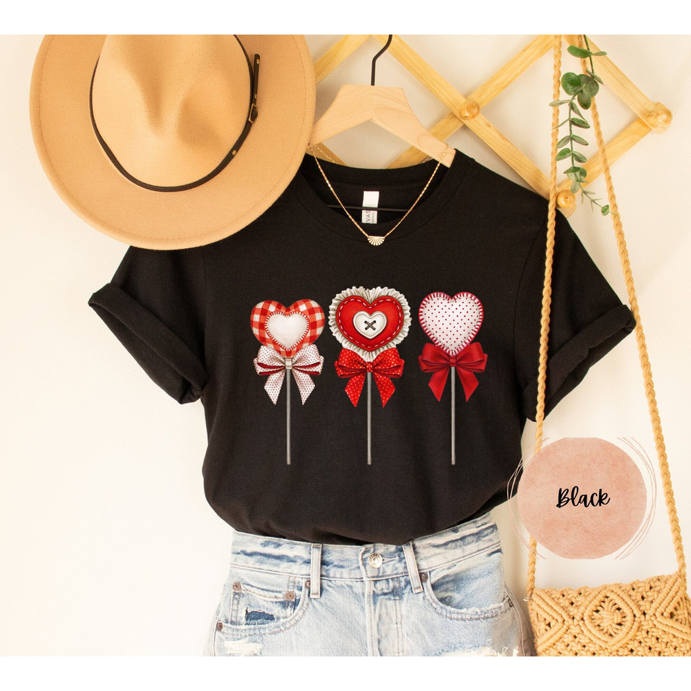 Heart Lollipos Shirt, Cute Valentines Day Candy Shirt, Funny Valentines Shirt, Gift For Valentines, V-Day Kids Shirt, gift for girls.jpg