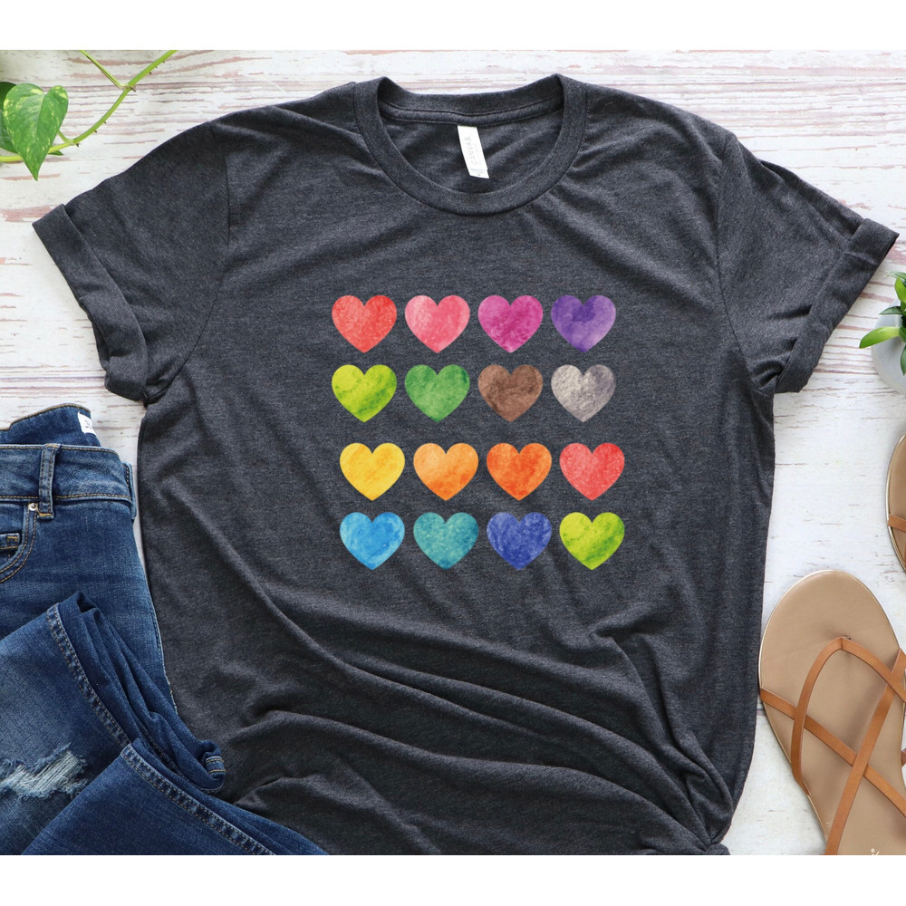 Watercolor Hearts Shirt, Colorful Hearts , Valentines Day , Valentines Shirt ,Love Shirt, Pastel Hearts,Gift For Valentine,Valentines Outfit.jpg