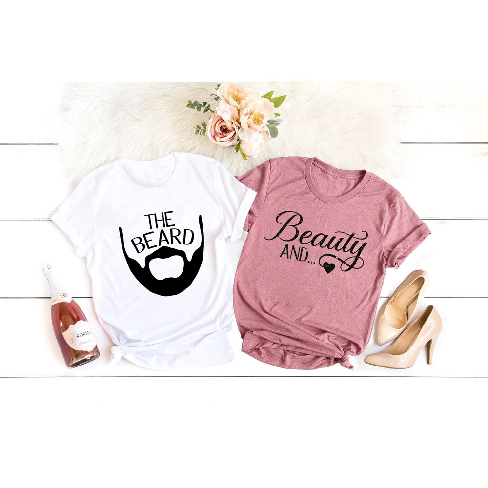 Beauty And The Beard Shirt, Valentines Day Shirts, Heart Shirt, Couple Shirt, Valentines Day Gift, Cute Valentine, Couple Matching Shirt.jpg