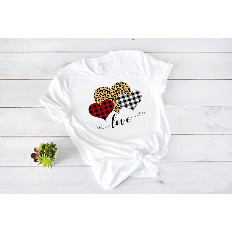 Leopard Print Heart Shirt,Buffalo Plaid Valentines Day Shirts For Mom,Heart Shirt,Animal Print Heart,Cute Valentine Tee.jpg