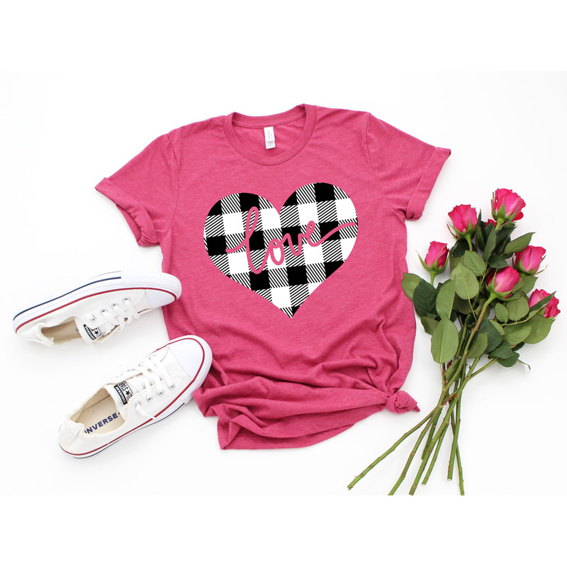 Love Black and White Plaid heart shirt, Valentines Day Shirt, love heart Tee, Valentines Day Shirts For Women, Heart Tee,Cute Valentine Tee.jpg