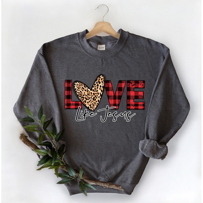 Love Like Jesus Shirt Love Shirt, Religious Love Shirt, Valentines Day Shirt, Be Mine Shirt, Gift for Her, Leopard Valentines Day Shirt.jpg