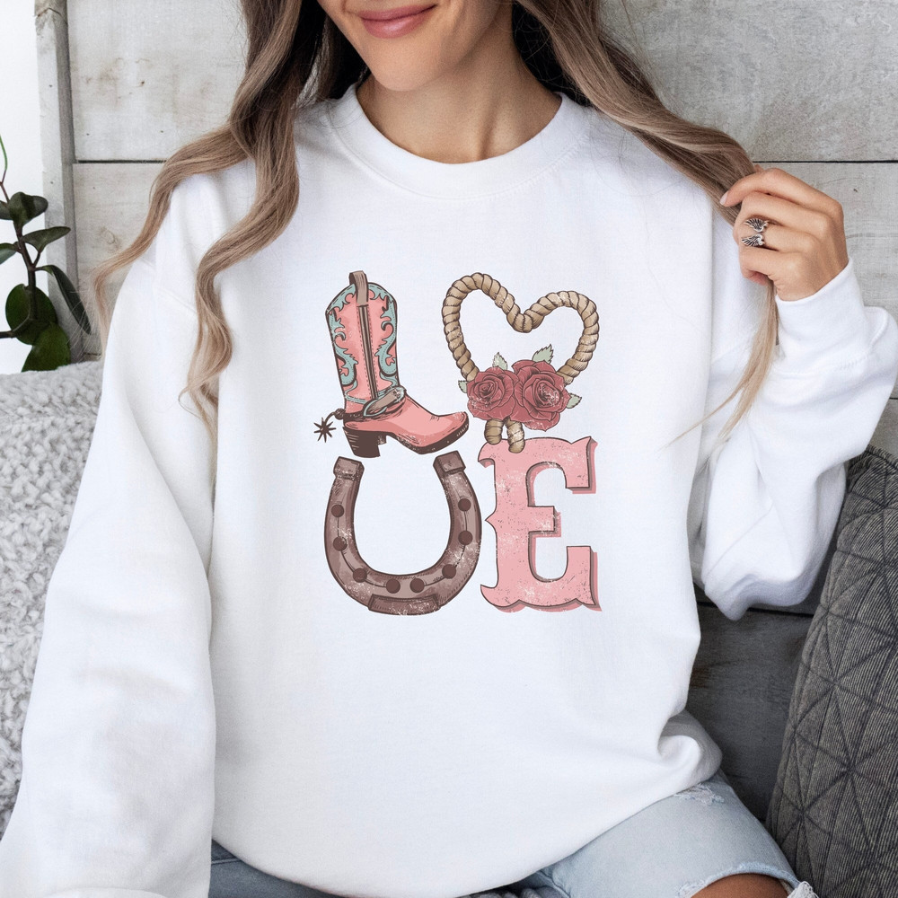 Retro western Valentine's day sweatshirt, Valentine's day horseshoe sweatshirt, Valentine's day shirt, Retro Valentine's Day cowboy shirt.jpg