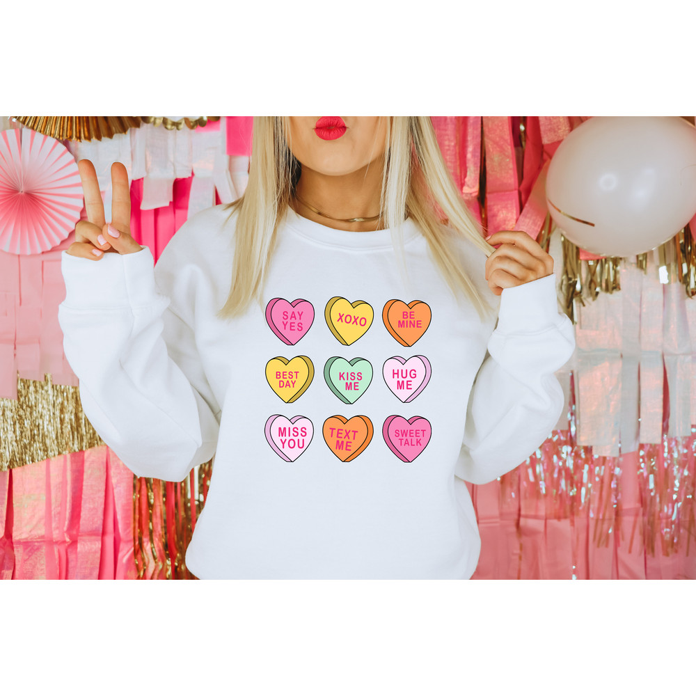 Candy Hearts Sweatshirt, Candy Hearts Shirt, Valentine's Day Shirt, Valentine's Day Sweatshirt, Conversation hearts sweatshirt, Be Mine.jpg
