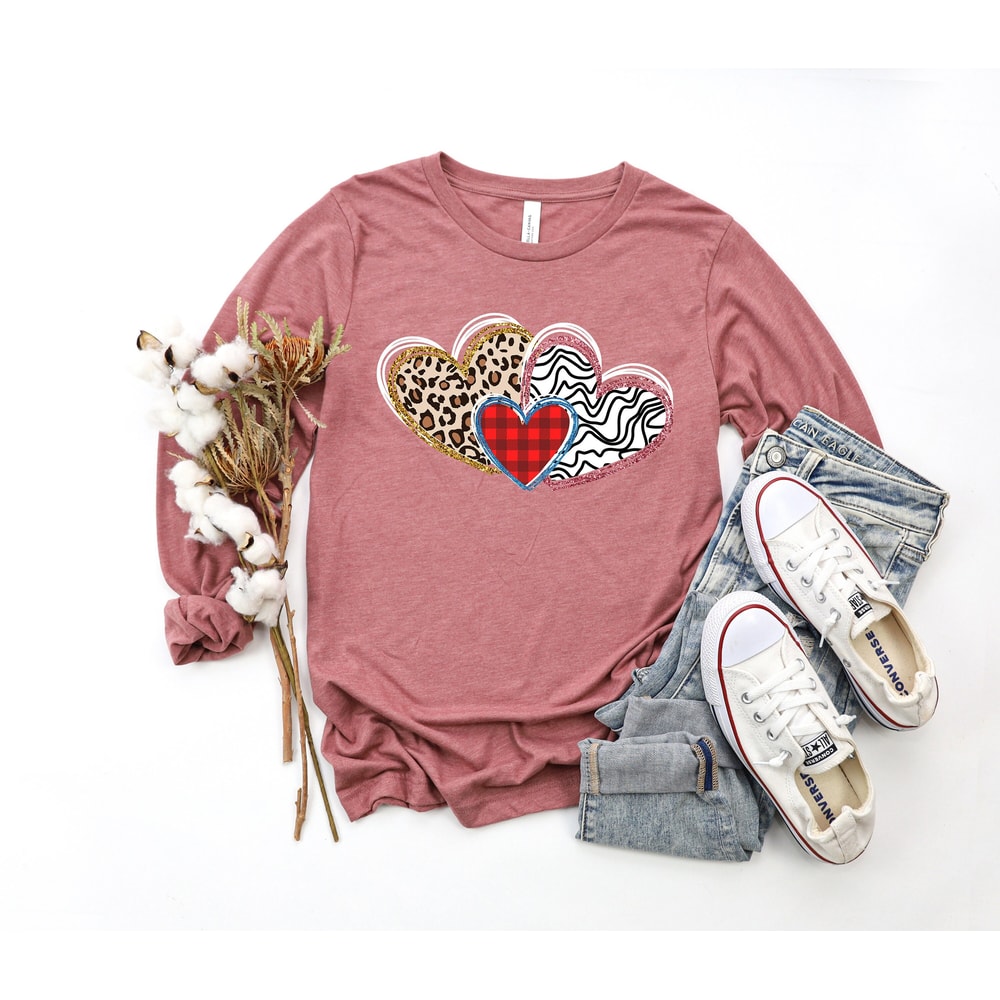 Valentine's Day Heart Sweatshirt, Leopard Love Heart Shirt, Valentines Day Shirts For Woman, Happy Valentine's Day Tee, Valentines Day Gift.jpg
