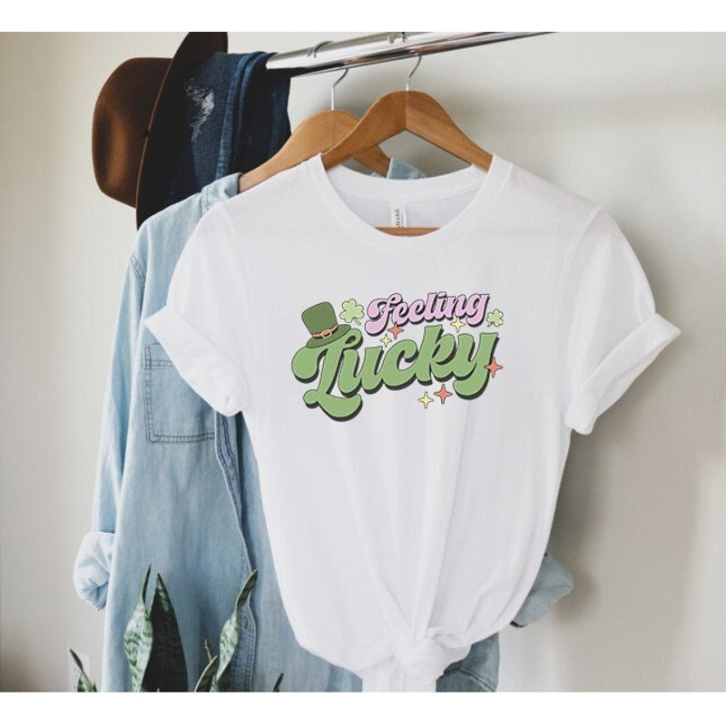Feeling Lucky Shirt, Lucky Irish Shirt, St. Patrick's Day Shirts, Lucky Shamrock Shirt, Luck Of The Irish Shirt, Four Leaf Clover Shirts.jpg