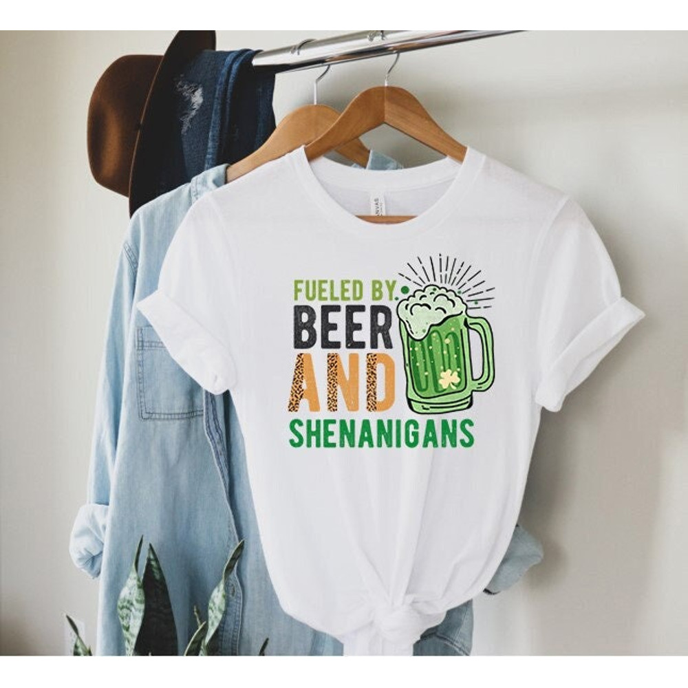 Fueled By Beer And Shenanigans Shirt, Funny Irish Shirt, Unisex Shenanigans Shirt, Shenanigans Shirt, Irish Day Shirt, St Patricks Shirt.jpg