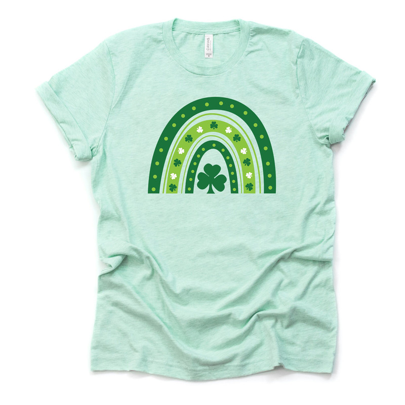 St Patrick's Day Tee, Cute Retro St. Patrick's Day Rainbow Design on premium unisex tee, 2 color choices, 2X, 3X, 4X, plus sizes available.jpg
