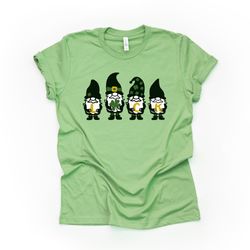 st patricks day tee, four st patricks day gnomes with luck design on premium unisex tee, 2 color choices, 2x, 3x, 4x, pl